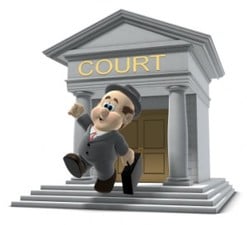 Animated lawyer at courthouse