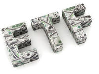 etf logo written in money