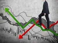 man walking on trends arrows