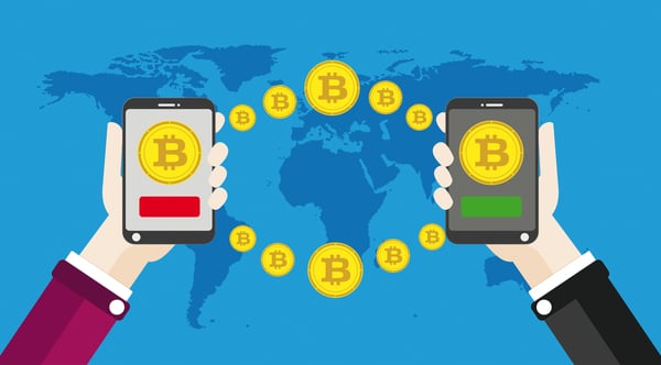 обмен криптовалюты между людьми через смартфоны