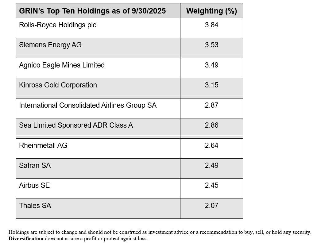 GRIN Top 10 Holdings