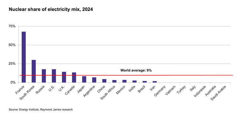 Nuclear power is a relatively small portion